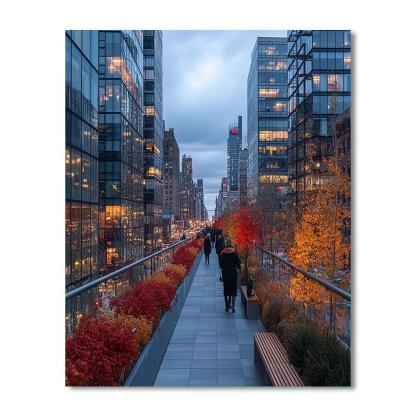 High Line Autumn Walkway New York City United States DIY paint by numbers