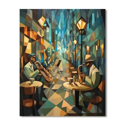 Pablo Picasso Inspired Cubist Street Cafe Jazz DIY paint by numbers