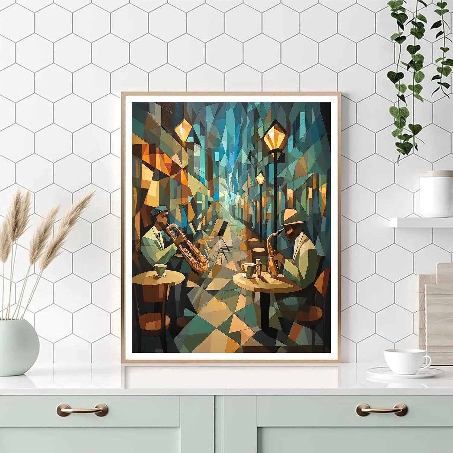 Pablo Picasso Inspired Cubist Street Cafe Jazz DIY paint by numbers