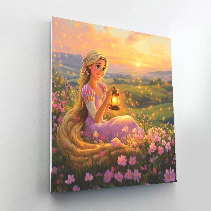 Rapunzel Lantern Meadow Glow paint by numbers