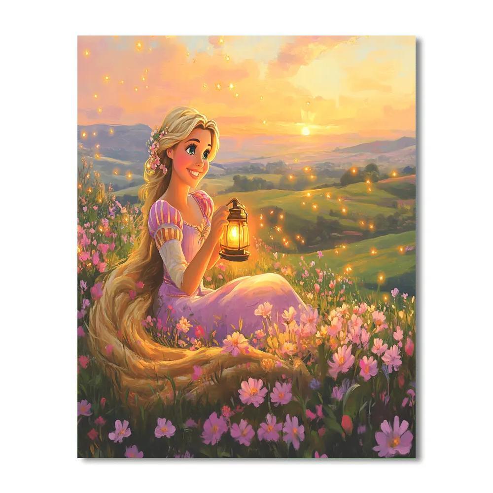 Rapunzel Lantern Meadow Glow paint by numbers