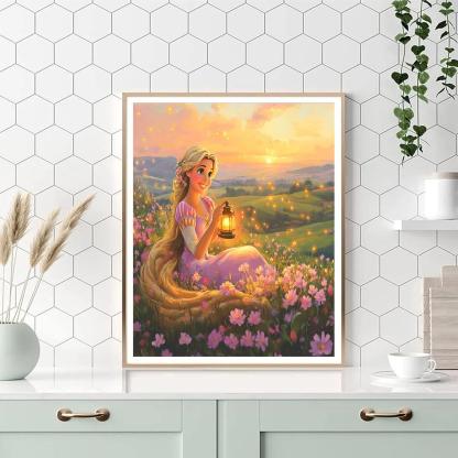 Rapunzel Lantern Meadow Glow paint by numbers