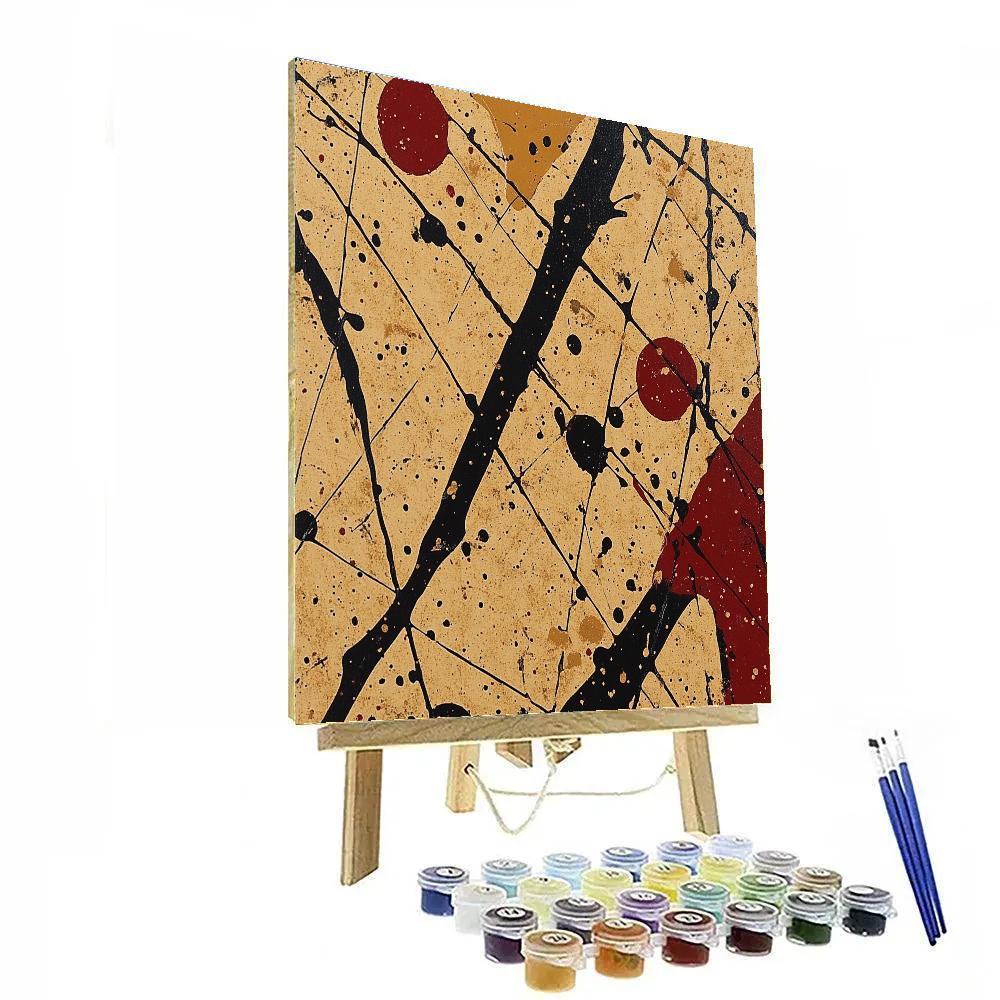 Jackson Pollock Inspired Monsoon Pressure Field In Ochre And Crimson DIY paint by numbers