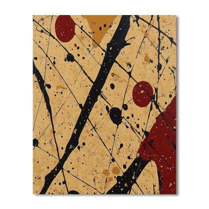 Jackson Pollock Inspired Monsoon Pressure Field In Ochre And Crimson DIY paint by numbers