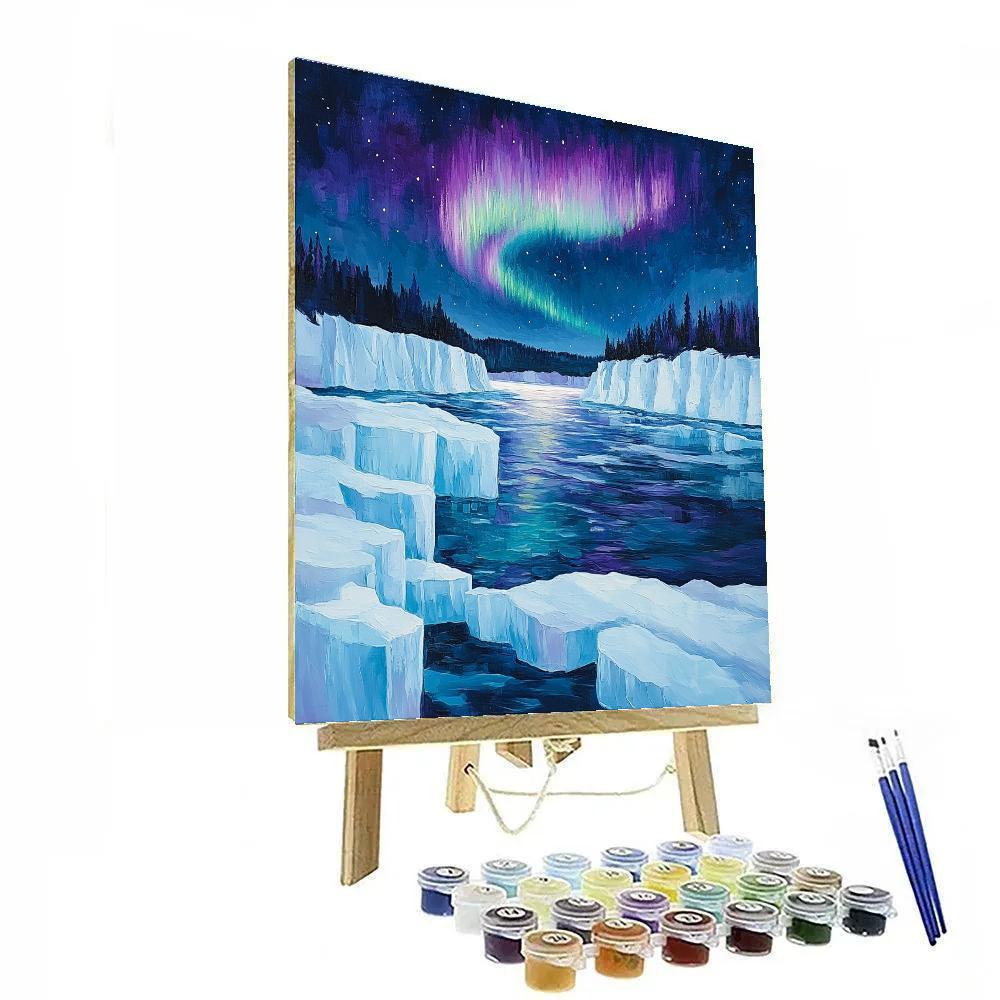 Lawren Harris Inspired Aurora Veil Above Frozen Fjord paint by color