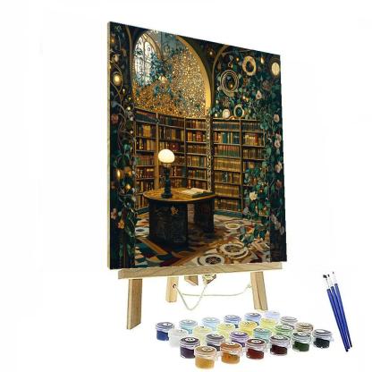Gustav Klimt Inspired Golden Botanical Library DIY paint by numbers