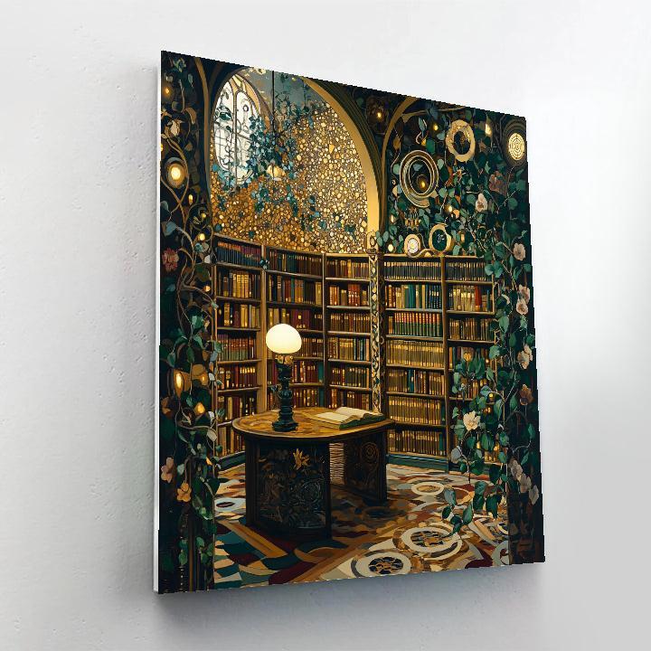 Gustav Klimt Inspired Golden Botanical Library DIY paint by numbers