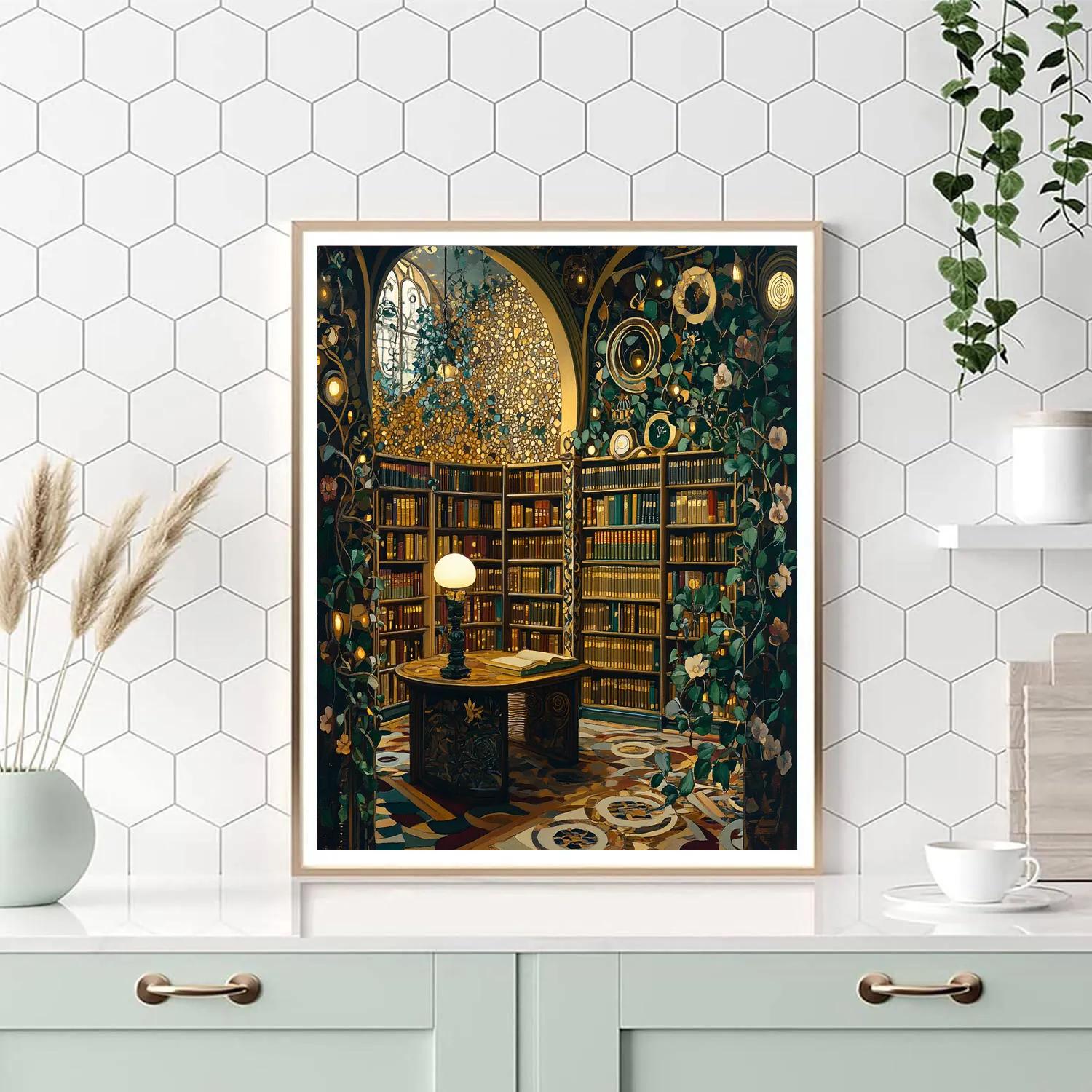Gustav Klimt Inspired Golden Botanical Library DIY paint by numbers