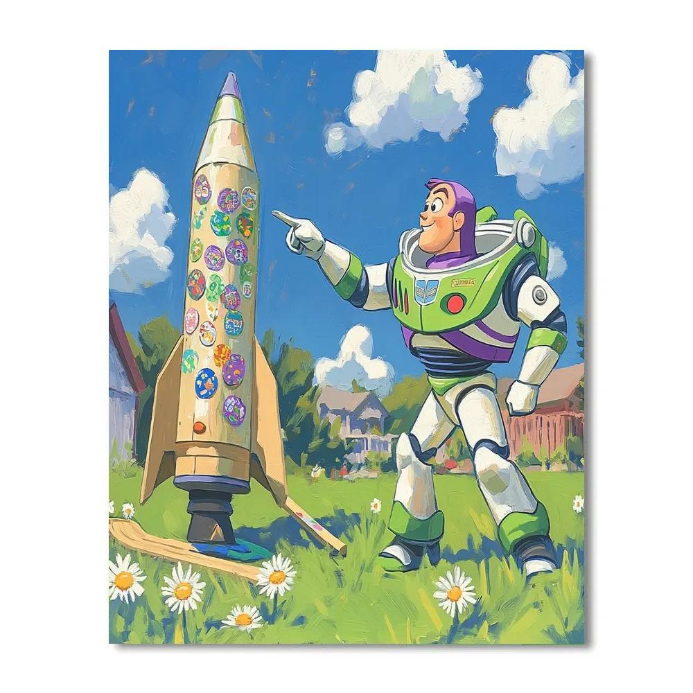 Buzz Lightyear Backyard Rocket Practice DIY paint by numbers