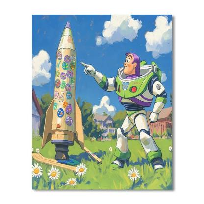 Buzz Lightyear Backyard Rocket Practice DIY paint by numbers