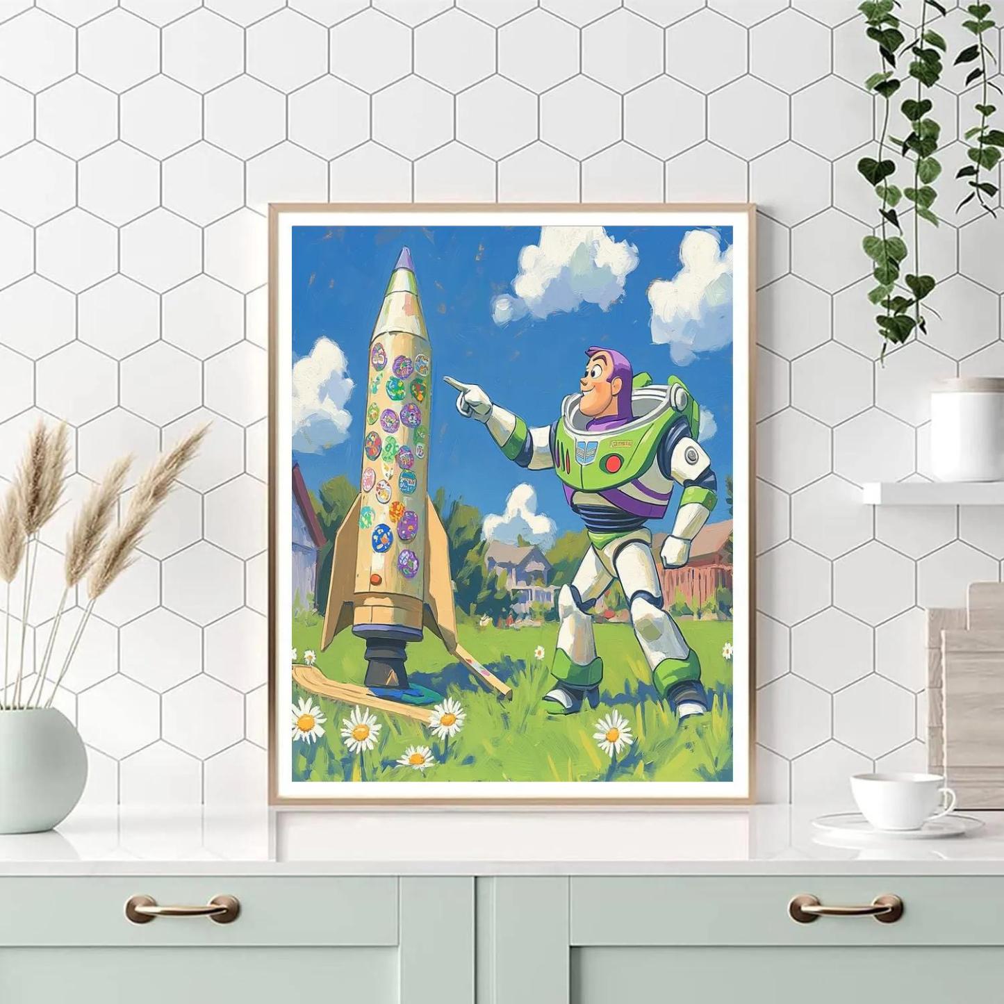 Buzz Lightyear Backyard Rocket Practice DIY paint by numbers