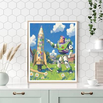 Buzz Lightyear Backyard Rocket Practice DIY paint by numbers