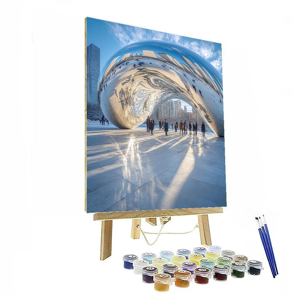 Cloud Gate Reflection At Millennium Park Chicago United States paint by number