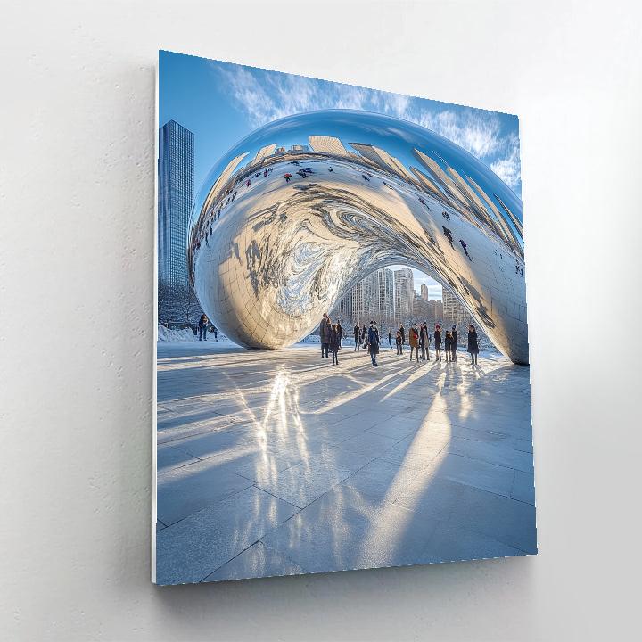 Cloud Gate Reflection At Millennium Park Chicago United States paint by number