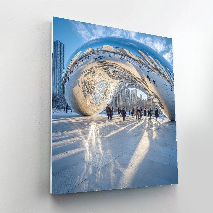 Cloud Gate Reflection At Millennium Park Chicago United States paint by number