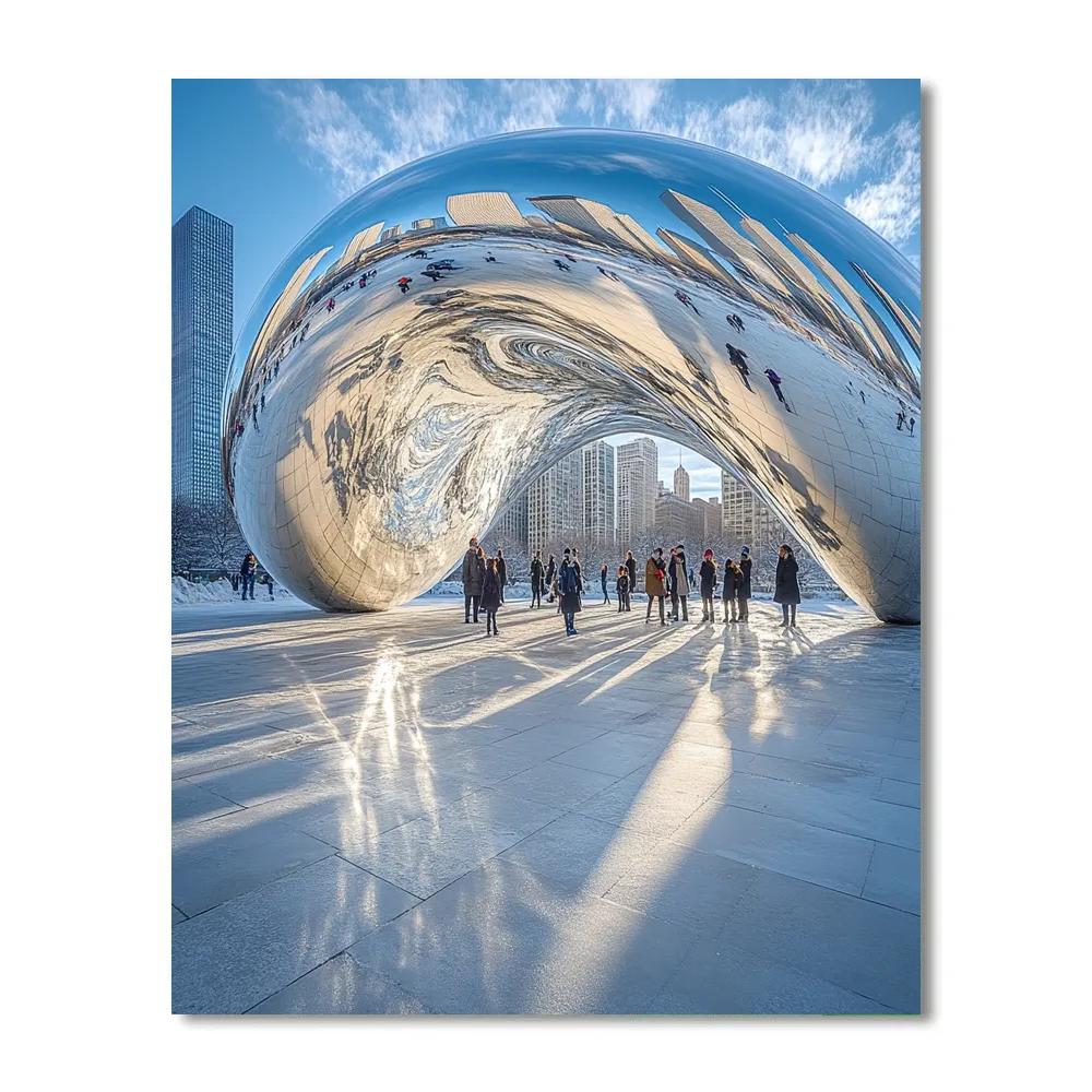 Cloud Gate Reflection At Millennium Park Chicago United States paint by number