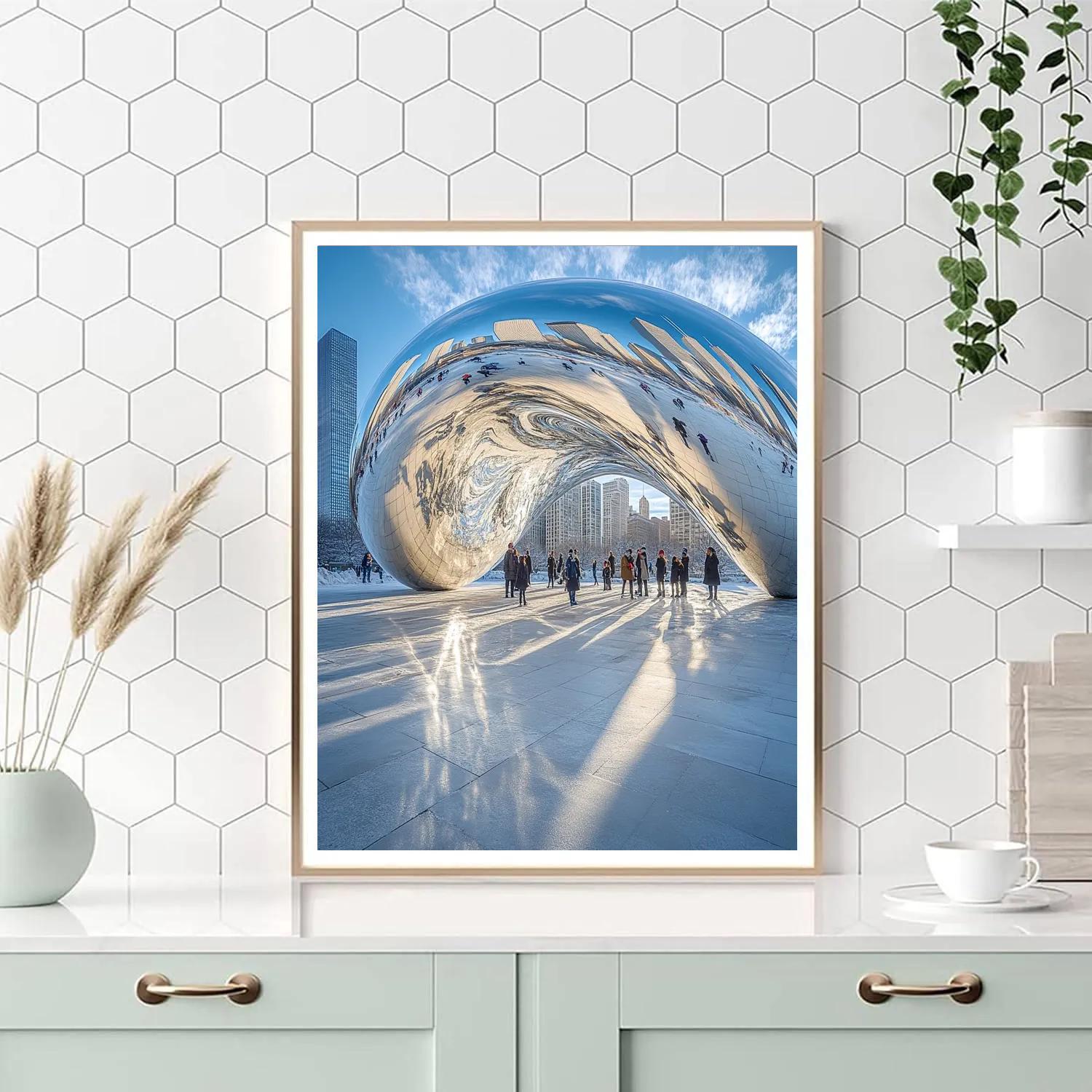 Cloud Gate Reflection At Millennium Park Chicago United States paint by number