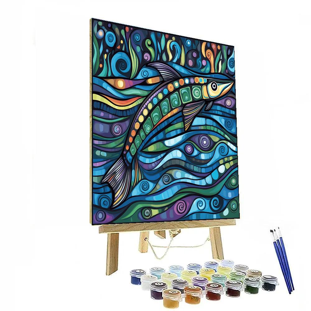 Norval Morrisseau Inspired Sturgeon Of River Memory Lines Numbered painting kits