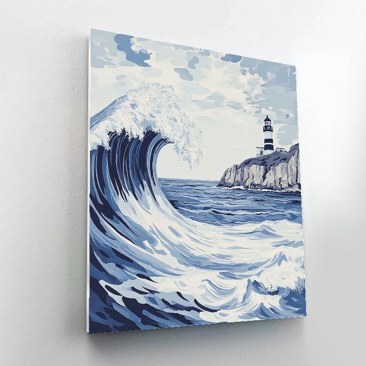 Hokusai Inspired Coastal Storm And Lighthouse Paint by numbers kits