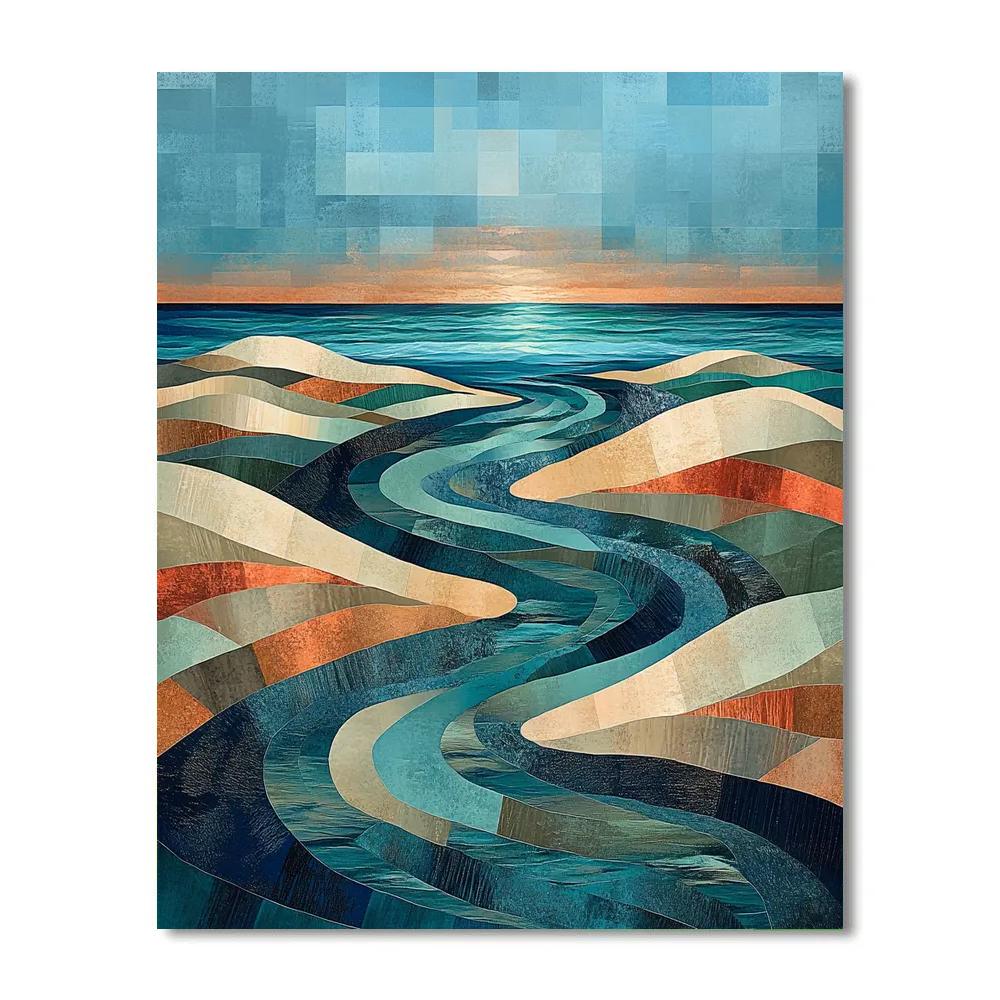 Pablo Picasso Inspired Fractured Tidal Dunes Landscape Painting by numbers kit