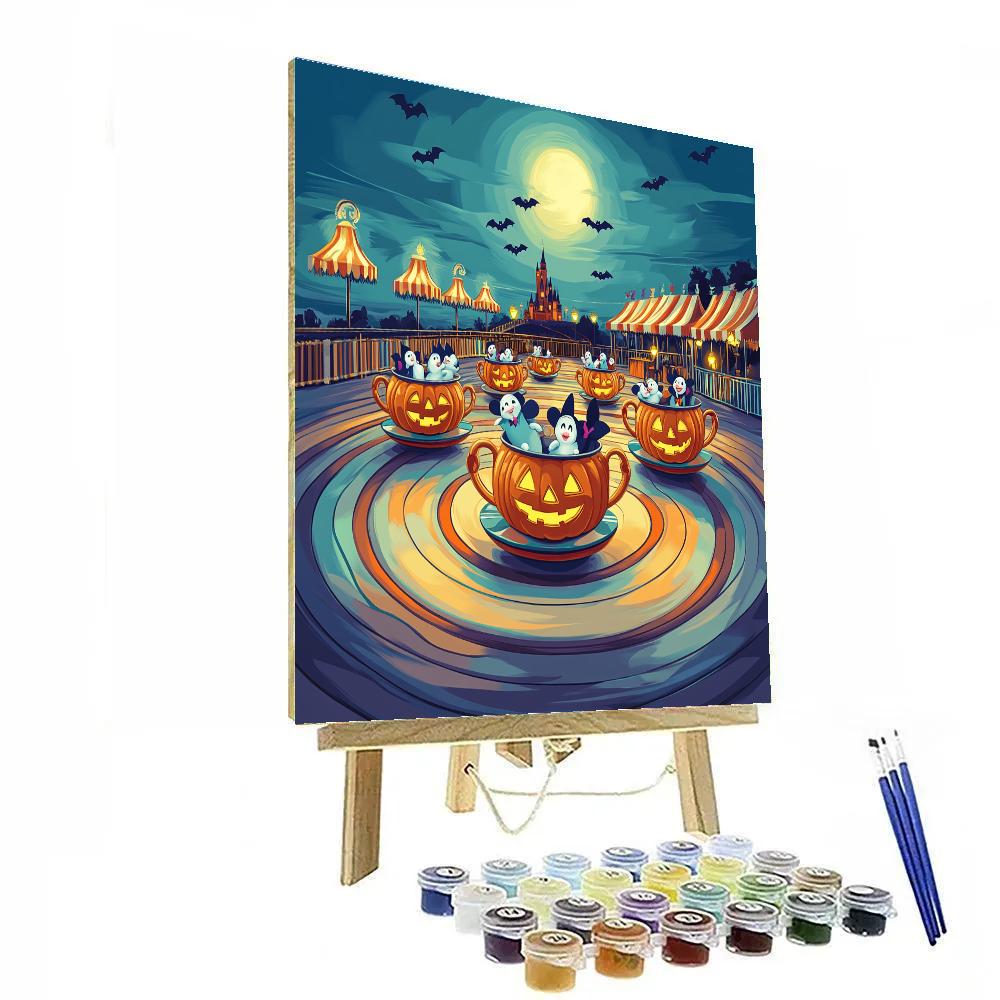 Haunted Carousel Teacups At Pumpkin Pier painting number kit