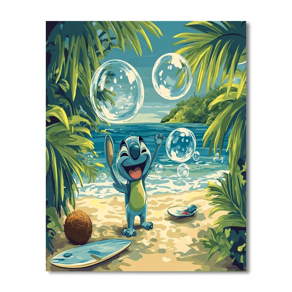 Stitch Tropical Bubble Surf Day paint by number