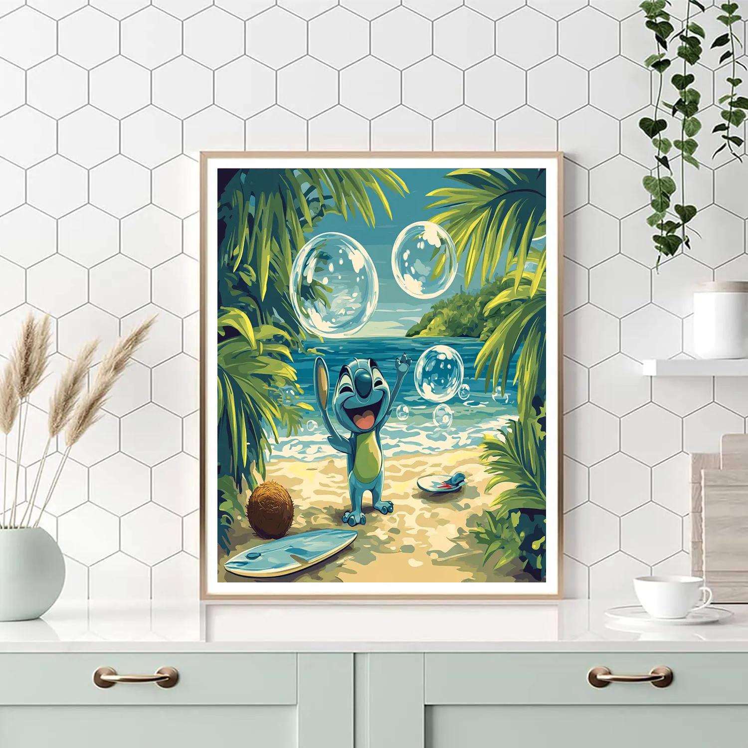 Stitch Tropical Bubble Surf Day paint by number