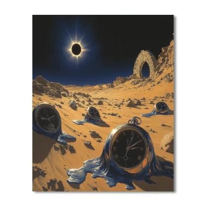Salvador Dali Inspired Desert Clockwork Eclipse DIY paint by numbers