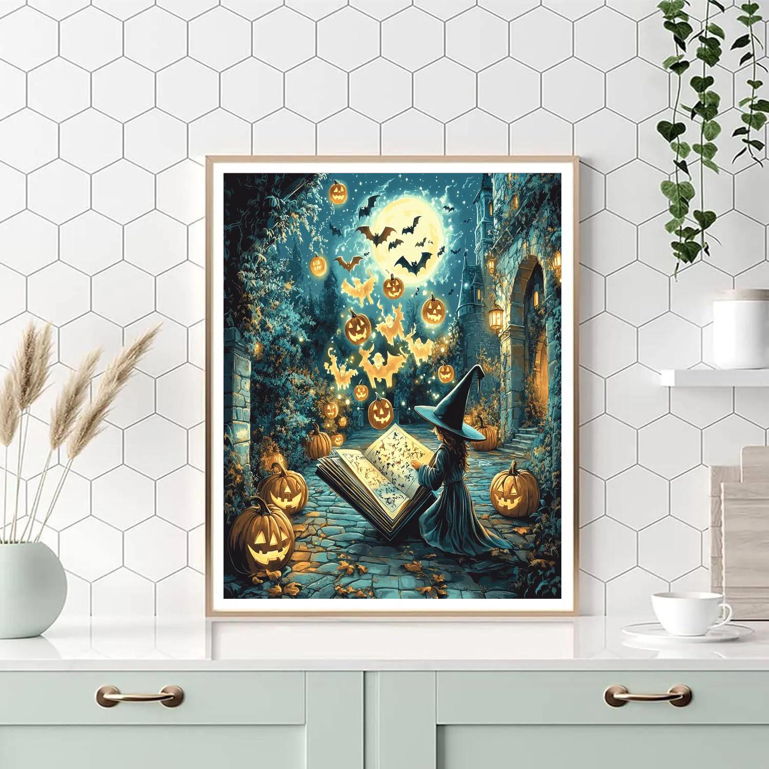 Starlit Spellbook Parade In The Castle Courtyard paint by number