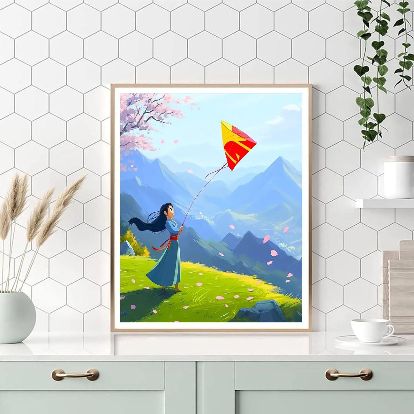 Mulan Mountain Kite Training Paint by numbers art