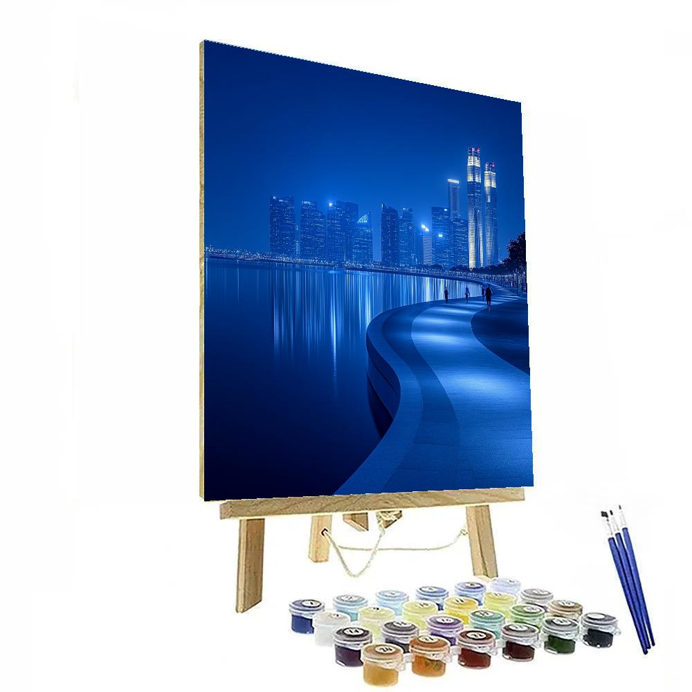 Marina Bay Promenade Blue Hour Singapore DIY paint by numbers