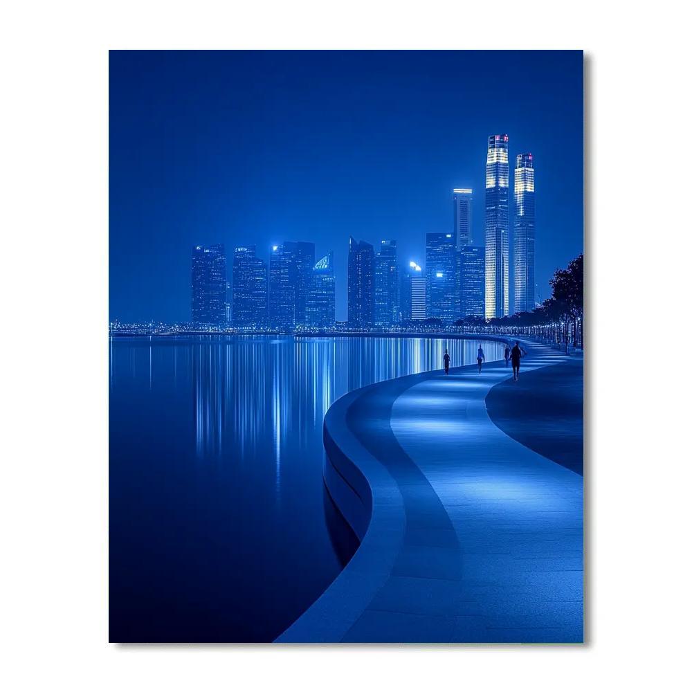 Marina Bay Promenade Blue Hour Singapore DIY paint by numbers