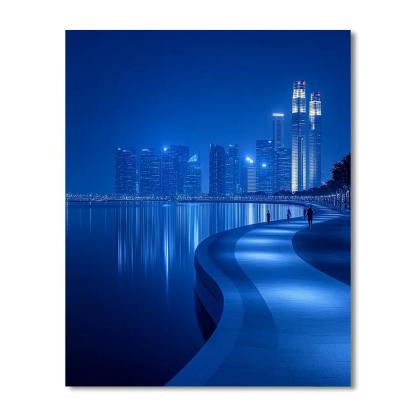 Marina Bay Promenade Blue Hour Singapore DIY paint by numbers