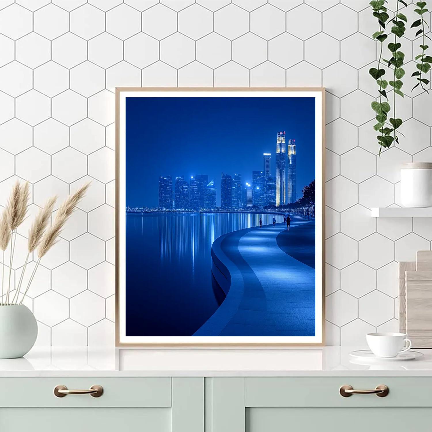 Marina Bay Promenade Blue Hour Singapore DIY paint by numbers