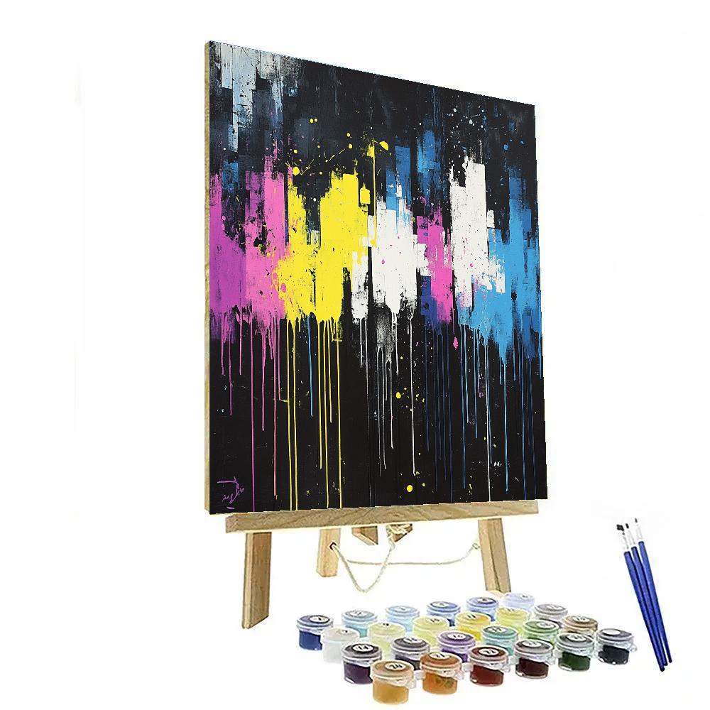 Jackson Pollock Inspired Citylights Rain Pattern Paint by numbers art