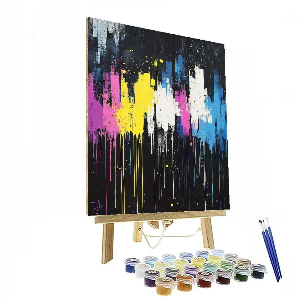 Jackson Pollock Inspired Citylights Rain Pattern Paint by numbers art