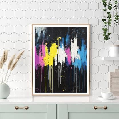 Jackson Pollock Inspired Citylights Rain Pattern Paint by numbers art