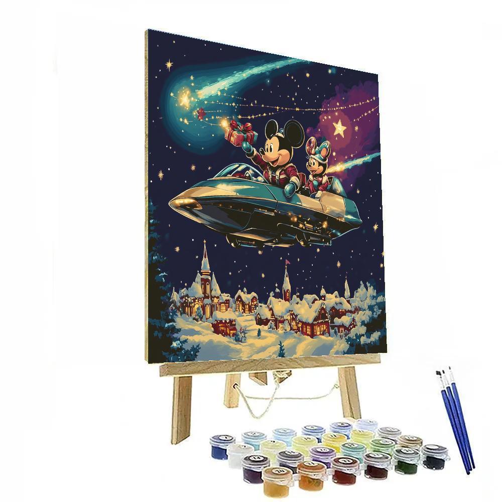 Mickey And Minnie Starship Sleigh Delivery Paint by numbers art