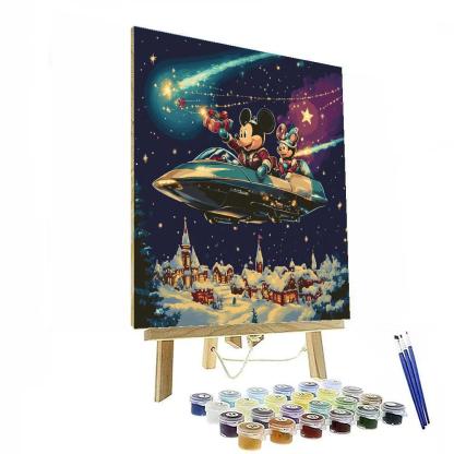 Mickey And Minnie Starship Sleigh Delivery Paint by numbers art