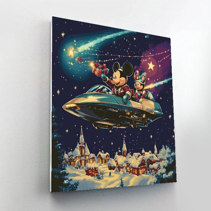 Mickey And Minnie Starship Sleigh Delivery Paint by numbers art