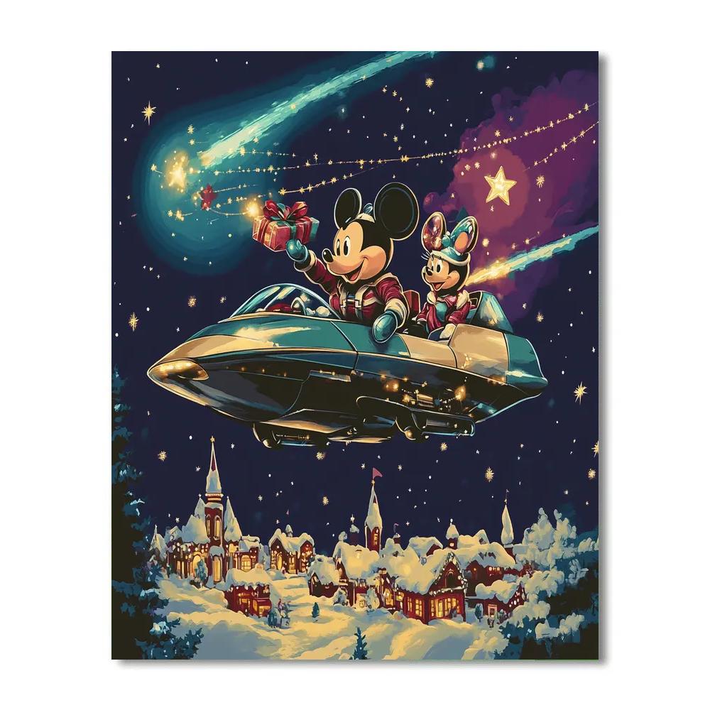 Mickey And Minnie Starship Sleigh Delivery Paint by numbers art