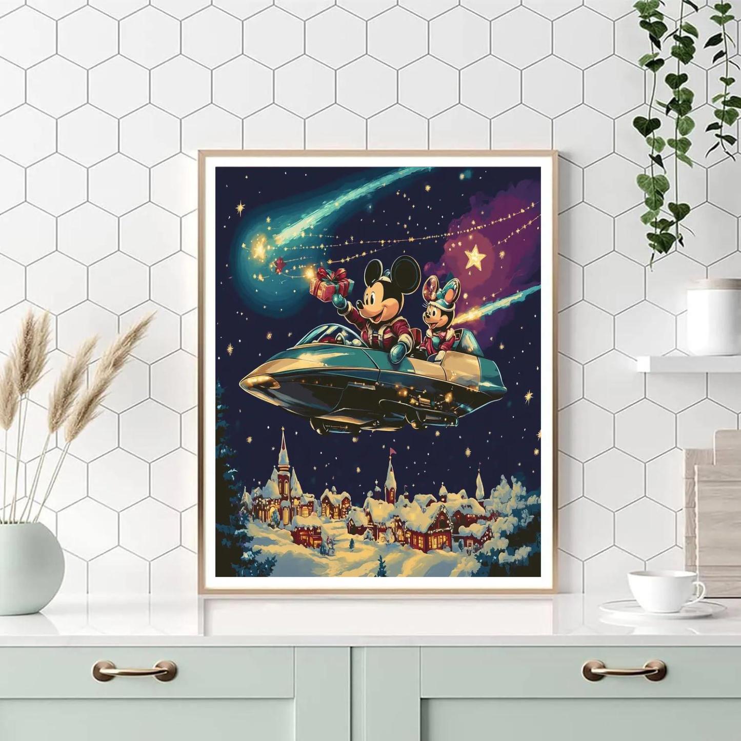 Mickey And Minnie Starship Sleigh Delivery Paint by numbers art