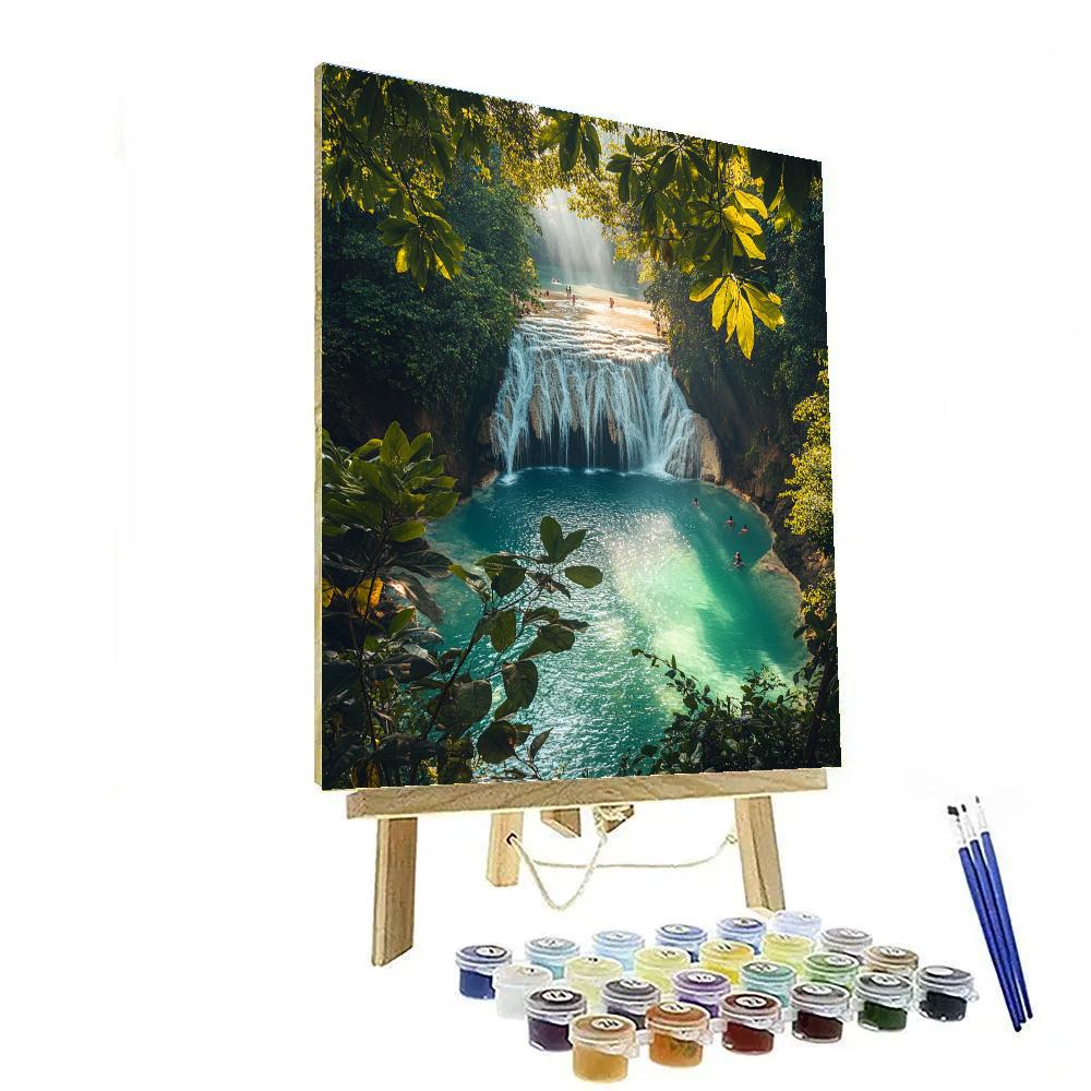 Erawan Waterfall Pools In Erawan National Park Kanchanaburi Thailand painting number kit
