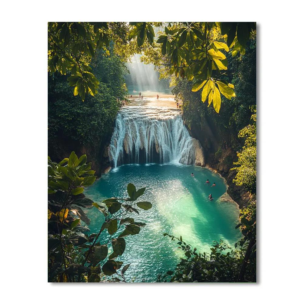 Erawan Waterfall Pools In Erawan National Park Kanchanaburi Thailand painting number kit