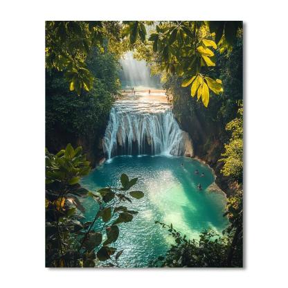 Erawan Waterfall Pools In Erawan National Park Kanchanaburi Thailand painting number kit