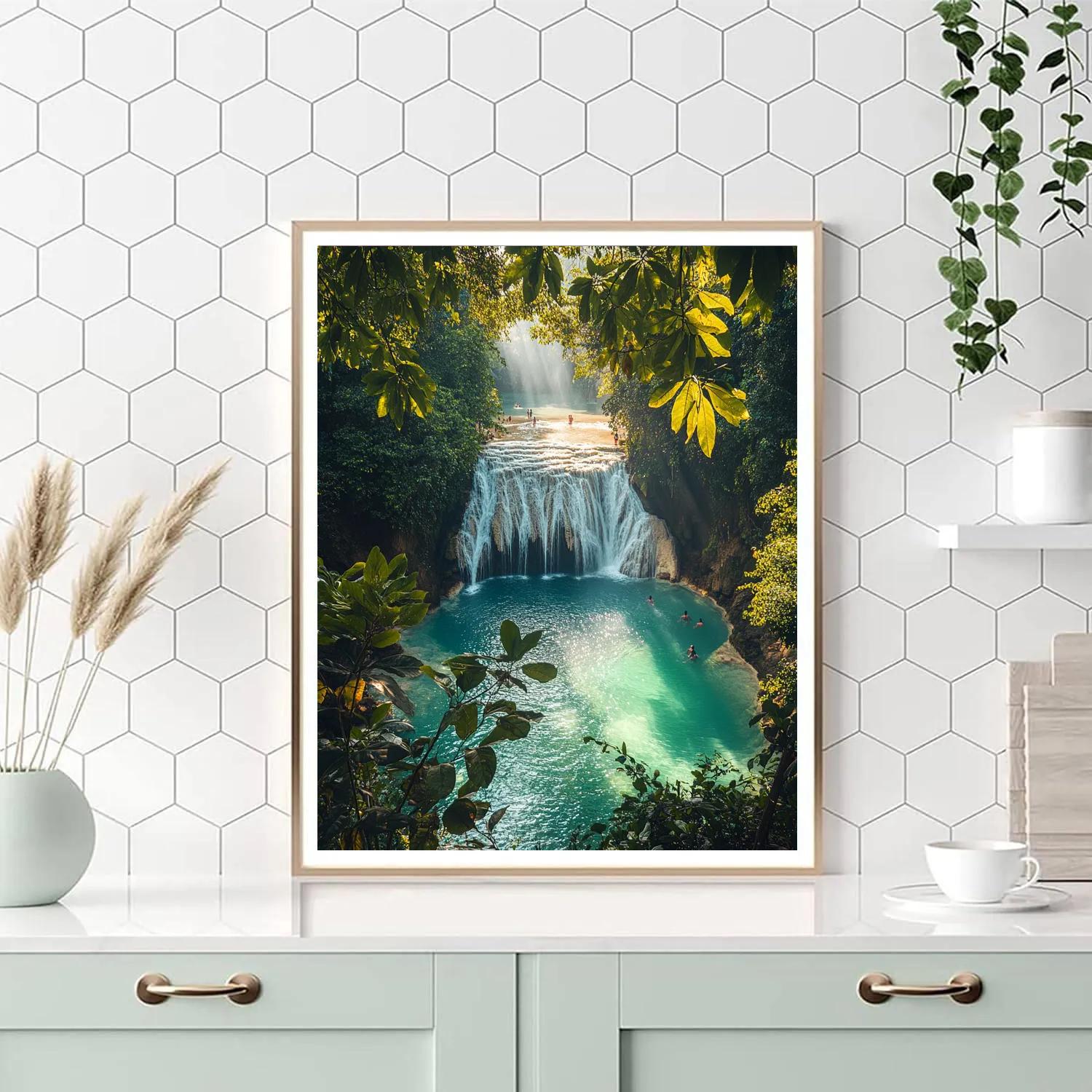 Erawan Waterfall Pools In Erawan National Park Kanchanaburi Thailand painting number kit