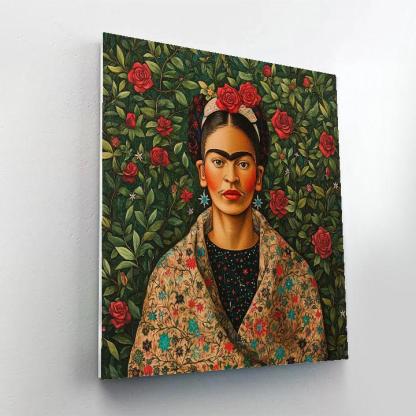 Frida Kahlo Inspired Garden Portrait With Cosmic Vines paint by numbers
