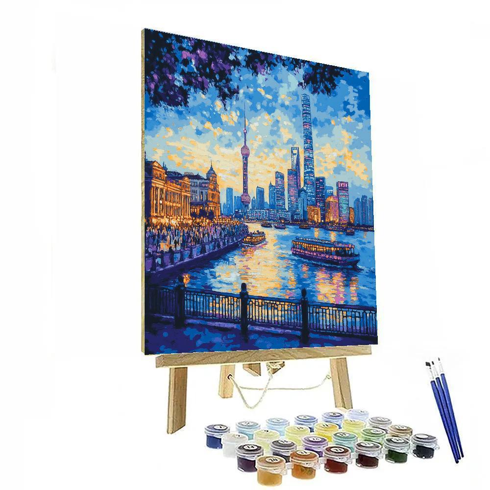 The Bund Riverside Skyline View Shanghai China Number painting
