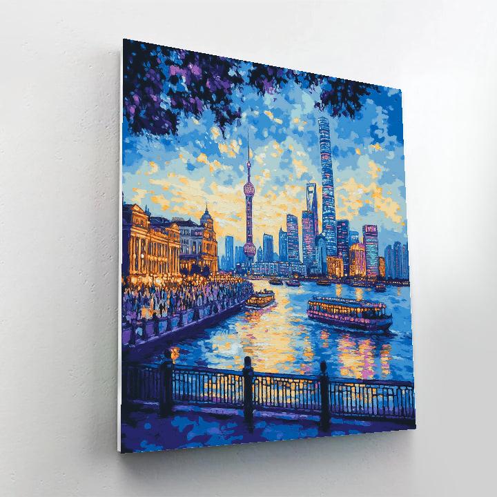 The Bund Riverside Skyline View Shanghai China Number painting