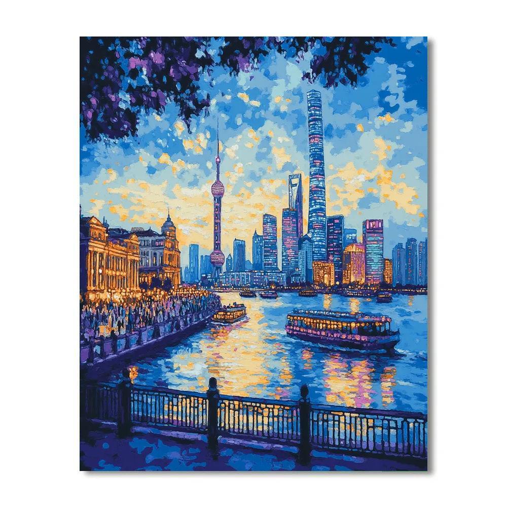 The Bund Riverside Skyline View Shanghai China Number painting